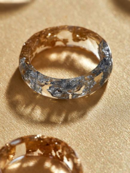 Silver & Gold Leaf Resin Ring
