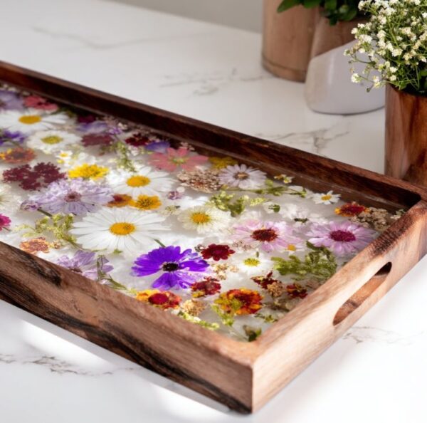 handmade epoxy resin flower trays