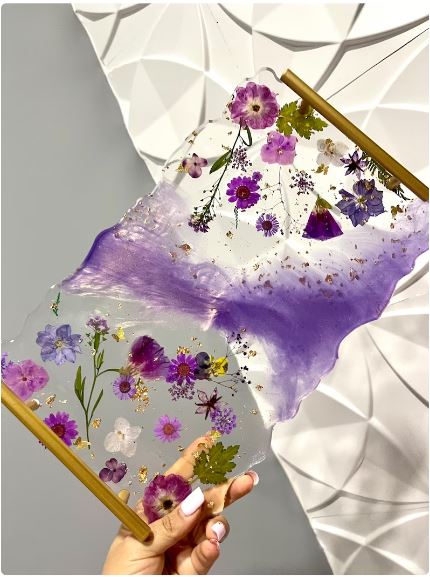 dried flower resin tray