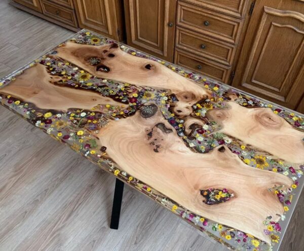 Floral Wooden Epoxy Table