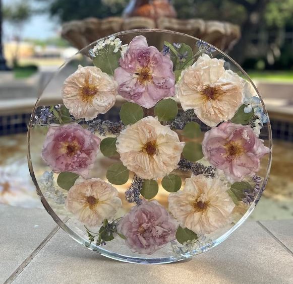 Round Floral Resin Table