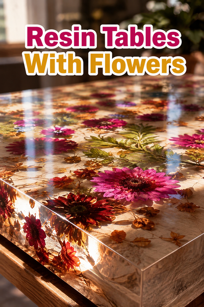 epoxy resin tables with flowers