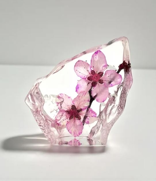 Real Peach Blossom Resin Art