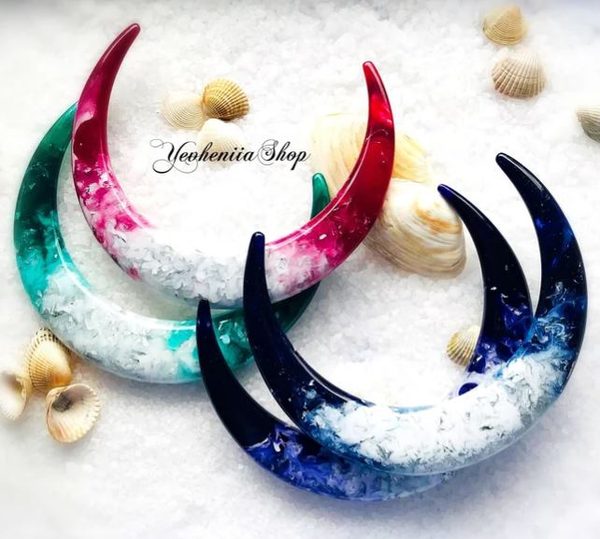 Resin Crescent Hair Stick