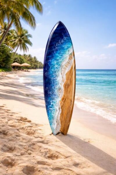 beachy resin surfboard