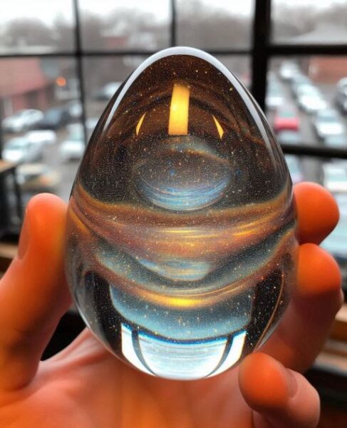 Gold Alcohol ink resin egg