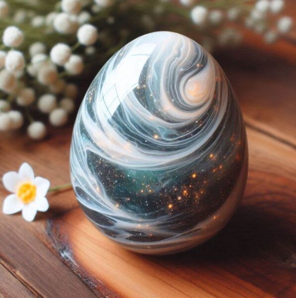 White & Gold resin egg