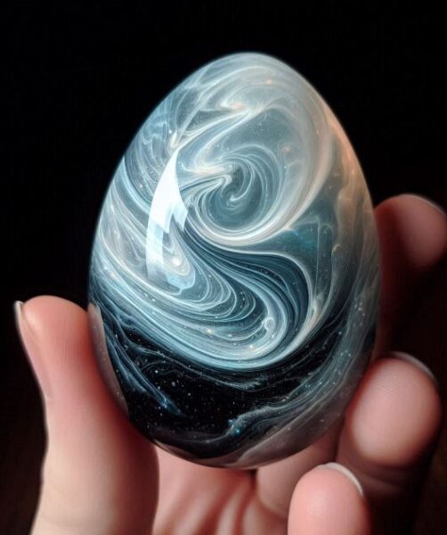 Blue & White resin egg