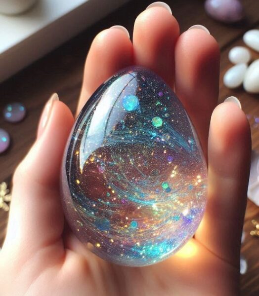 Minimal glitter resin egg