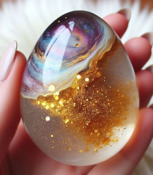 Gold galaxy resin egg