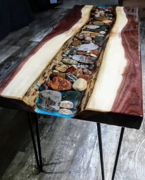 large river rock table