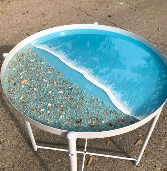 beachy rock epoxy table