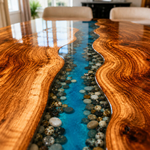 river tables with rocks ideas