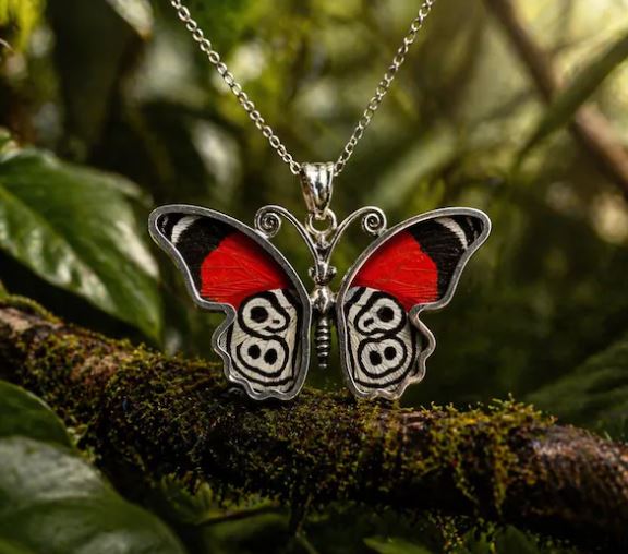 Red Butterfly Wing Pendant