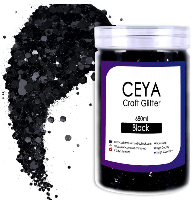 best black epoxy resin chunky glitter